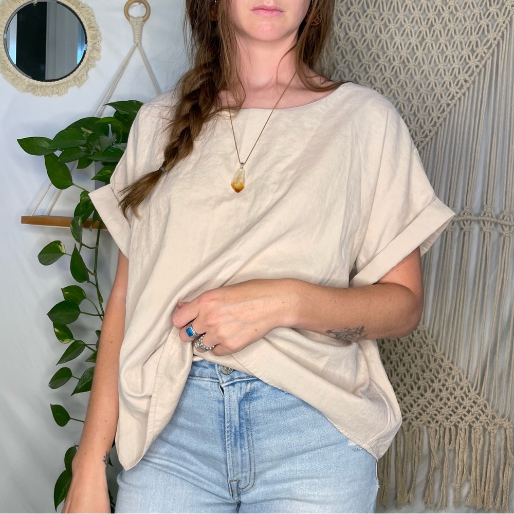 Urban Outfitters Day & Night Cuffed Sleeve Shirt Blouse Soft Dress Up or Down